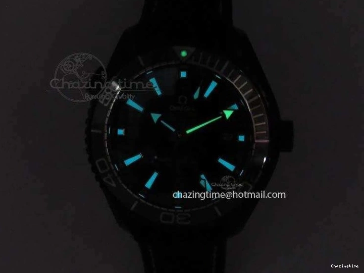 0705 ComfortFit Planet Ocean 45mm GMT DLC JHF Best Edition Black Dial On Rubber Strap A 8194